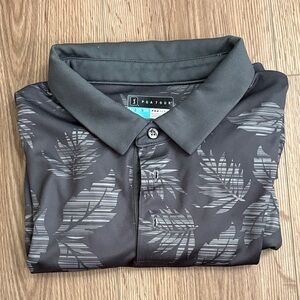 PGA Tour Gray Leaf Print Polo Shirt